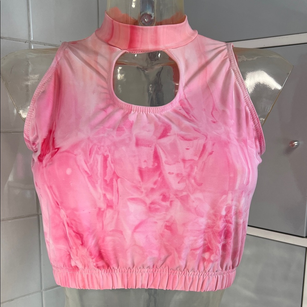 Cotton Candy Keyhole Choker Lyrical Crop Top L Unworn